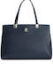 Tommy Hilfiger Th Timeless Statchel Γυναικεία Τσάντα Shopper Ώμου Μπλε