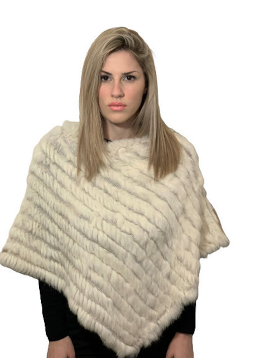 Poncho de blană alb