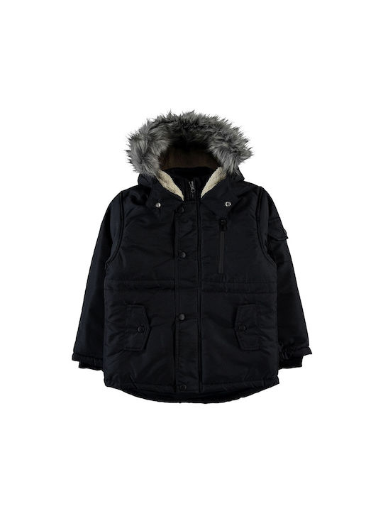 Kids jacket with hood and lining black for boys (6-10 years old)