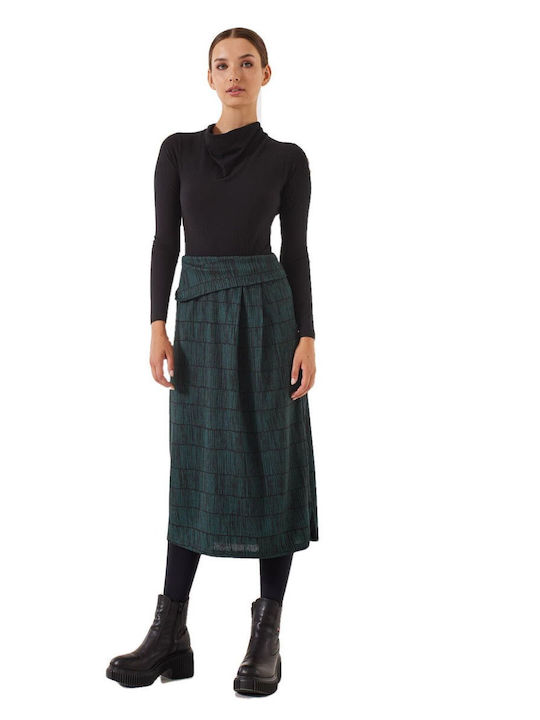 High-waisted Midi Skirt Green