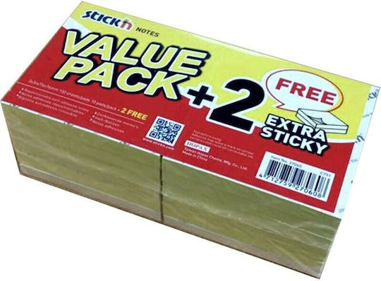 Stick'N Autocolante Hârtii de Notițe în Cub 100 Foi Galbene 7.6x7.6buc Set 10buc