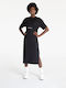 Calvin Klein Institutional Καλοκαιρινό Midi T-shirt Φόρεμα με Σκίσιμο Μαύρο