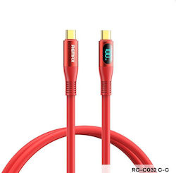 Remax RC-C032 Zisee LED USB 2.0 Cable USB-C Male - USB-C Red 1.2m