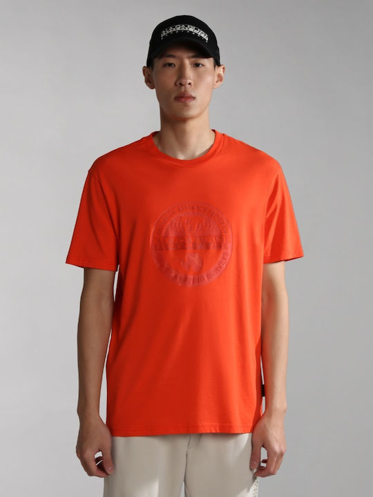 Napapijri Ανδρικό T-shirt Πορτοκαλί με Λογότυπο