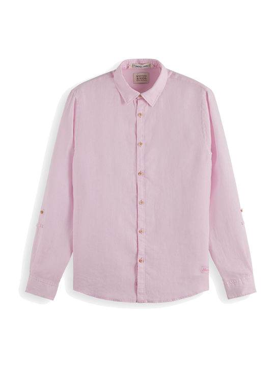 Scotch & Soda Herrenhemd Langärmelig Leinen Light Pink