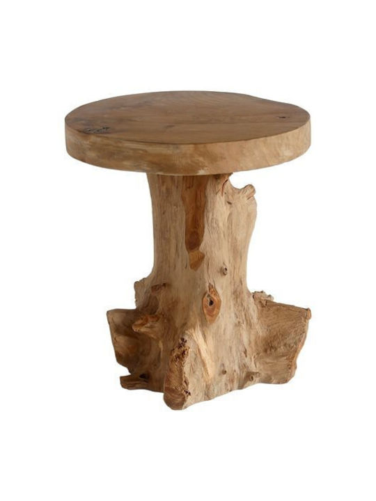 Round Solid Wood Side Table Natural L40xW40xH45cm