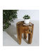 Round Side Table Natural from Solid Wood Beige L30xW30xH40cm.
