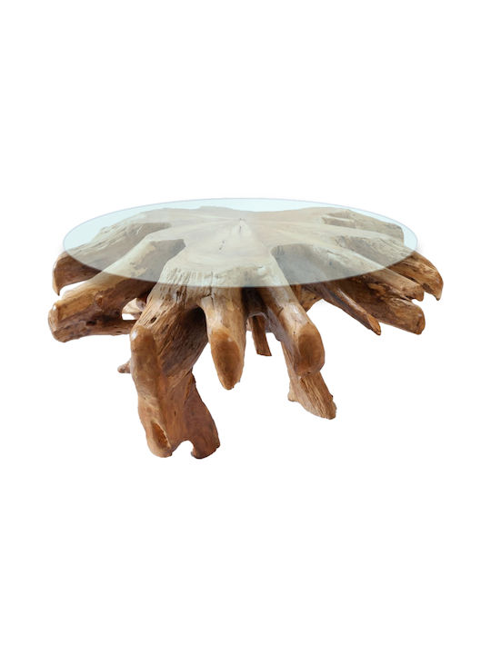 Round Solid Wood Coffee Table Natural L80xW80xH45cm