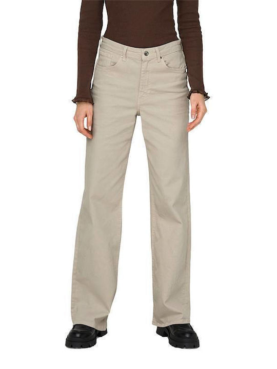 Only Women's Jean Trousers in Wide Line Beige