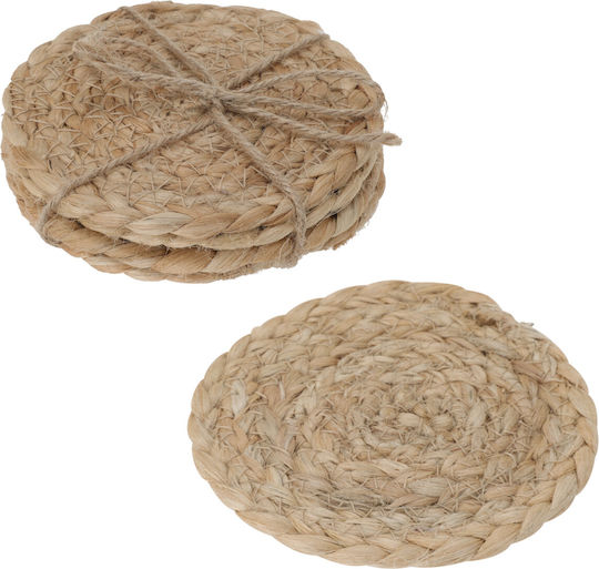 Zaros Rotund Suporturi pentru pahare Lemn Bej 10cm 4buc Zaros Rotund Suporturi pentru pahare Lemn Bej 10cm 4buc