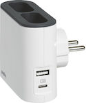 Legrand 2-Outlet T-Shaped Wall Plug with USB White