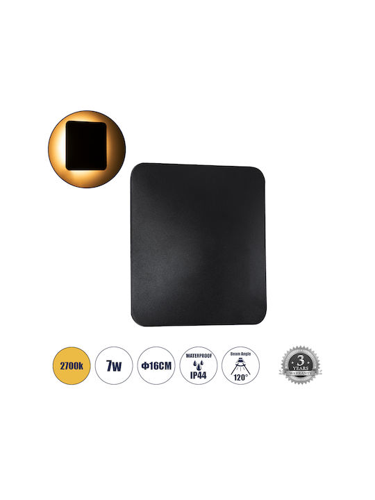 GloboStar Helio-S Waterproof Wall-Mounted Outdoor Ceiling Light IP65 with Integrated LED Black