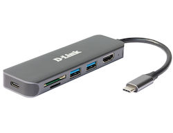 D-Link USB-C Docking Station mit HDMI 4K PD Gray (DUB-2327)