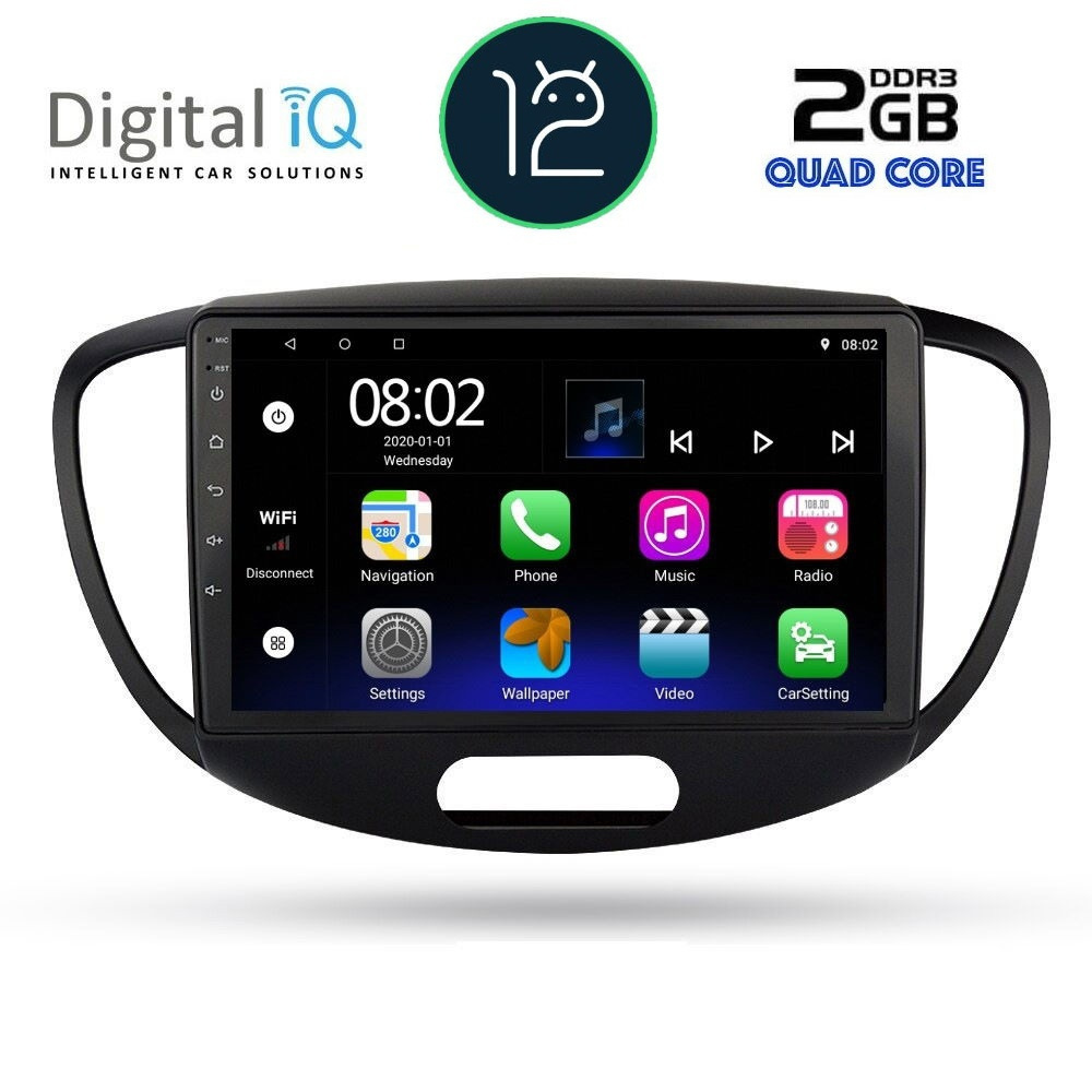 Digital IQ Ηχοσύστημα Αυτοκινήτου για Hyundai i10 20082013 (Bluetooth/USB/WiFi/GPS) με Οθόνη