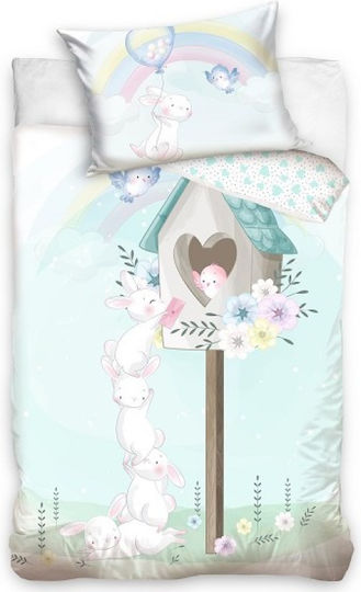 Carbotex Baby Duvet Cover Set With Pillowcase Rabbits Light Blue 100x135cm