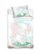 Carbotex Baby Bettbezug Set mit Kissenbezug Elephant Grün 100x135cm.