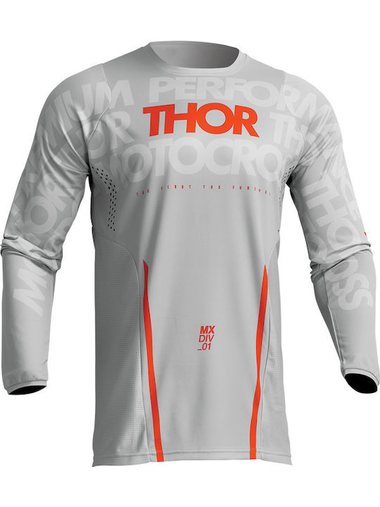 Thor MX Pulse Mono Pentru bărbați Tricou Motocross Mânecă lungă Grey/Orange