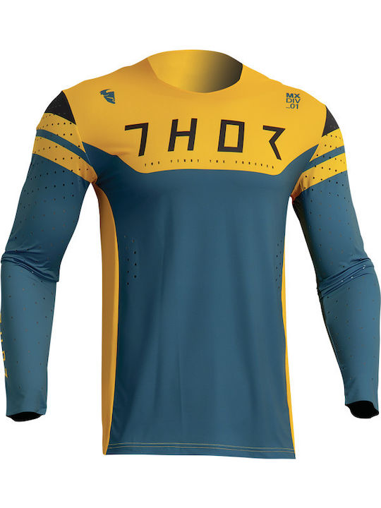 Thor MX Prime Rival Pentru bărbați Tricou Motocross Mânecă lungă Teal / Yellow