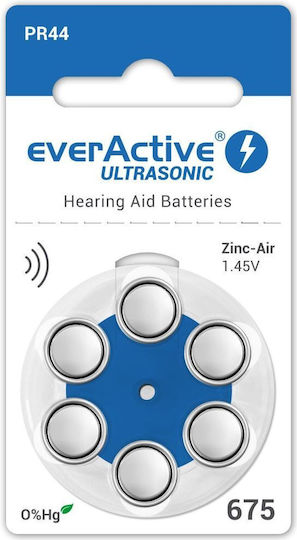 everActive Ultrasonic Μπαταρίες Ακουστικών Βαρηκοΐας 675 1.4V 6τμχ