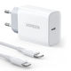 Ugreen Charger with USB-C Port and USB-C - Lightning Cable 20W Power Delivery / Quick Charge 4.0 White (CD137)