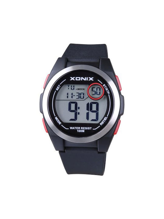 Xonix Ψηφιακό Ρολόι Χρονογράφος Μπαταρίας με Καουτσούκ Λουράκι σε Μαύρο χρώμα