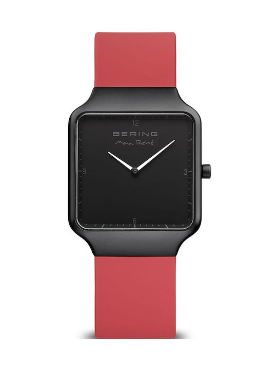 Bering Time Watch Battery with Red Rubber Strap