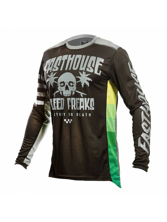 Fasthouse Grindhouse Swell Pentru bărbați Tricou Motocross Mânecă lungă Black/Grey/Green