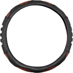 Autoline Husă Volan Auto cu Diametru 38cm Sintetic Negru cu Cusătură Maro