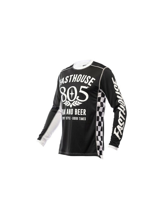 Fasthouse 805 Grindhouse Pentru bărbați Tricou Motocross Mânecă lungă Black/White