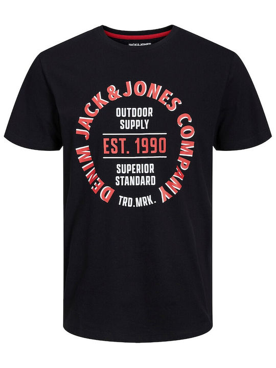 Jack & Jones Ανδρικό T-shirt Μαύρο με Στάμπα
