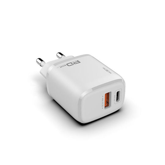 Moxom Charger Without Cable with USB-A Port and USB-C Port 20W Power Delivery Whites (MX-HC64)