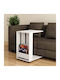 Rectangular Side Table Edi Wooden with Wheels White L37xW45xH60cm.