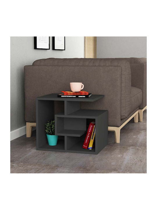 Rechteckiger Beistelltisch Labirent Holz Anthrazit M54xL40xH45cm Megapap