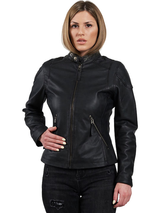 Emma Damen Bikerjacke Schwarz LS-0023