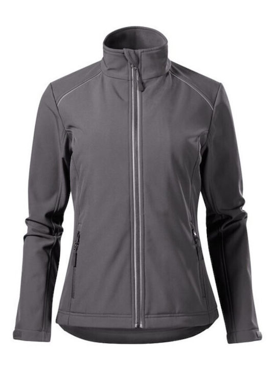 Malfini Valley Women's Short Sports Softshell Jacket Waterproof and Windproof for Winter Gray