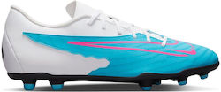 Nike Phantom GX Club Low Football Shoes FG/MG with Cleats Baltic Blue / White / Laser Blue / Pink Blast