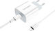 Borofone Mobile Phone Charger with USB-C Port and USB-C - Lightning Cable 20W Power Delivery / Quick Charge 3.0 White