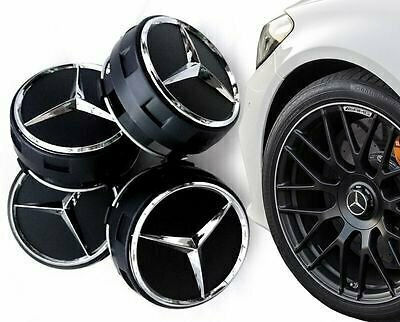 Τάπες Κέντρου Ζάντας Mercedes Benz με Εσωτερική Διάμετρο 75mm Μαύρες 4τμχ