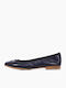 Leather Ballerinas Navy Blue