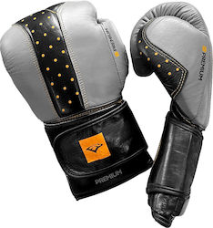 eBoxing Boxing Premium Γάντια Πυγμαχίας Δερμάτινα για Αγώνα Γκρι