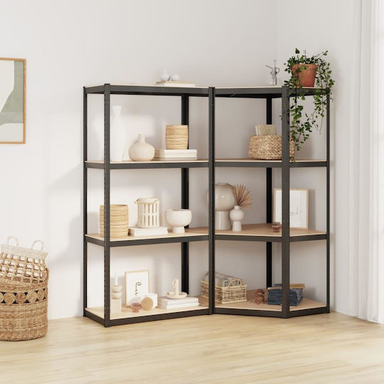 vidaXL Corner Dexions Galvanized Shelving Unit 80x40x160cm with 4 Shelves Total Load Capacity 320kg 2pcs