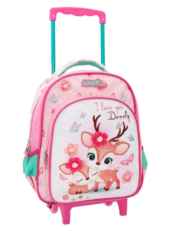 Must I Love Deerly School Bag Trolley Kindergarten in Pink color