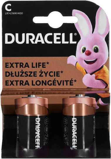 Duracell Extra Life Αλκαλικές Μπαταρίες C 1.5V 2τμχ
