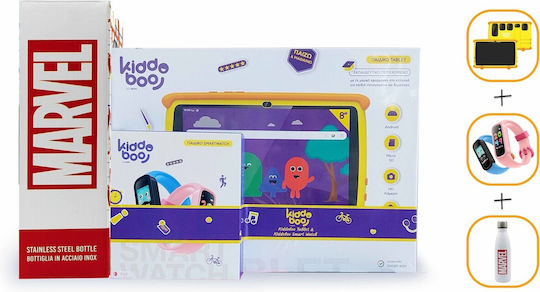 Egoboo Kiddoboo & Smartwatch & Μπουκάλι Νερού Marvel 8" Tablet (2GB/32GB) Yellow & Smartwatch Pink