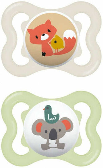 Mam Orthodontic Pacifiers Silicone Fox - Beige / Green for 2-6 months 2pcs