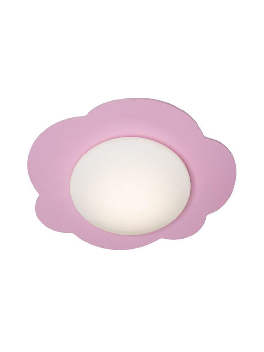 Elobra Cloud Starlight Single Bulb Kids Lighting Ceiling Light Wooden 12W In Pink Colour