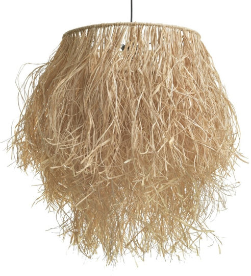 Inart Jute Natural Pendant Light Beige with Socket E27 40x40x65cm