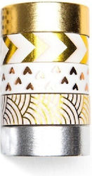 Shimmer Decorative Tape Gold-Silver Set of 6 Pieces 1.5cm x 10m