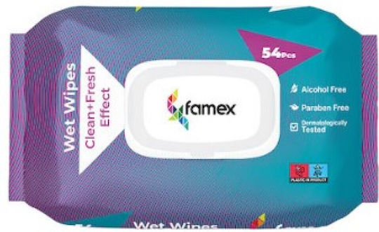 Famex Clean + Fresh Effect Baby Wipes without Alcohol & Parabens 54pcs