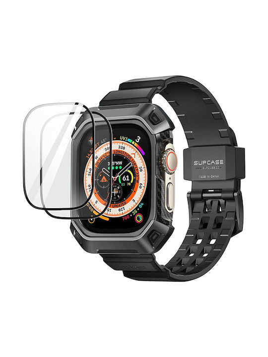 Supcase Unicorn Beetle Pro & Tempered Glass Μεταλλική Θήκη σε Μαύρο χρώμα για το Apple Watch Ultra 49mm